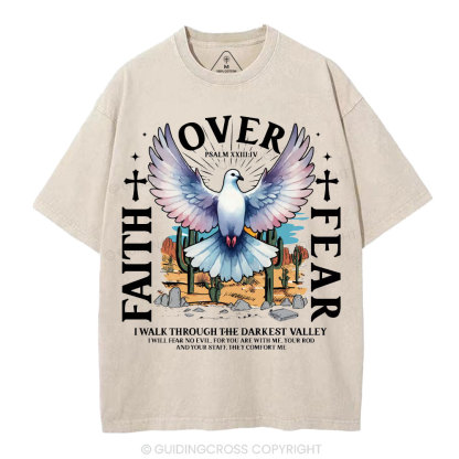 Faith Over Fear Christian Washed T-Shirt