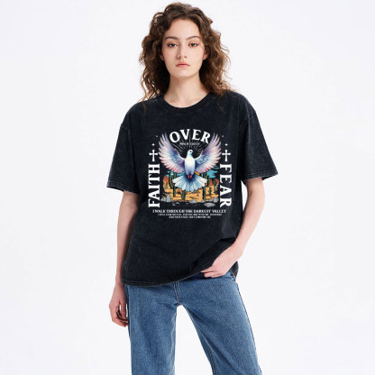 Faith Over Fear Christian Washed T-Shirt