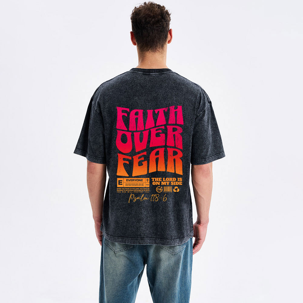 Faith Over Fear Christian Washed T-Shirt