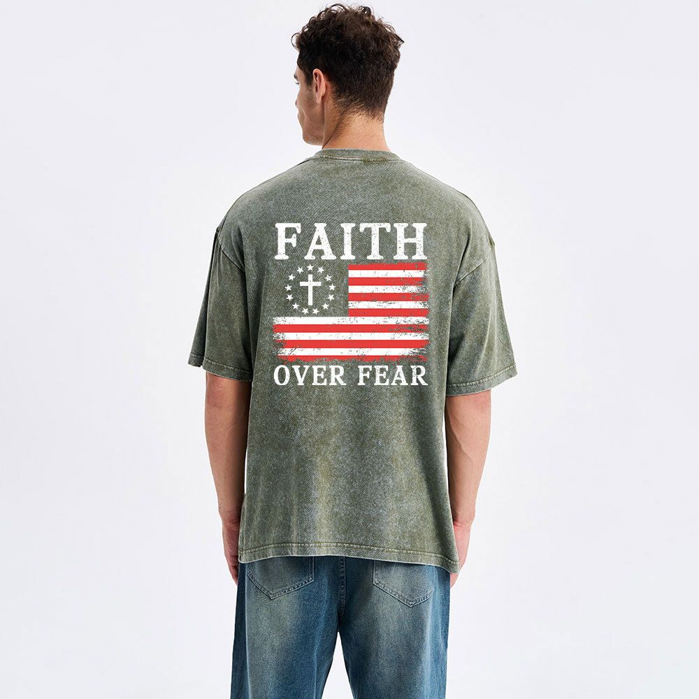 She Loves Jesus And American Too Christian Washed T-Shirt