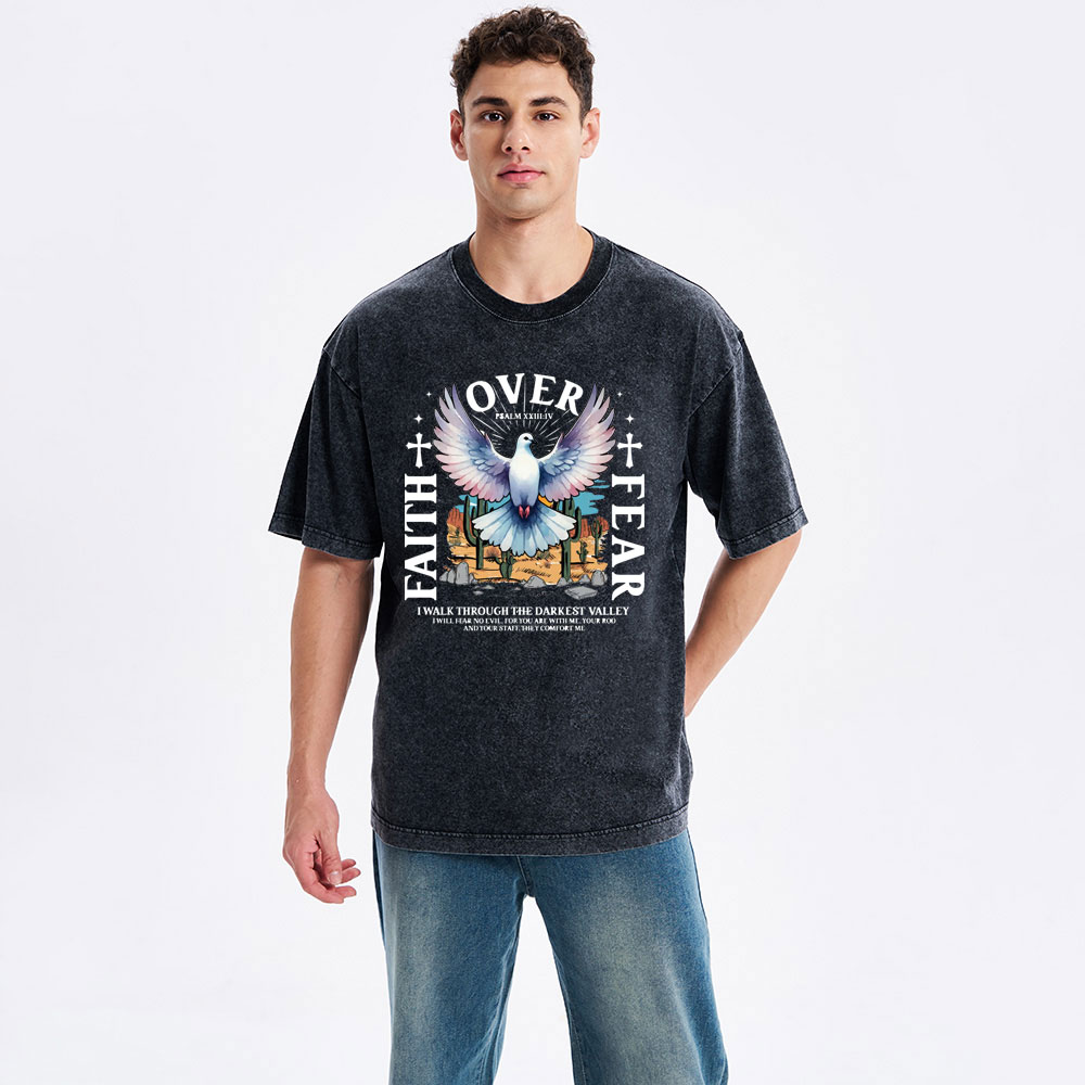 Faith Over Fear Christian Washed T-Shirt