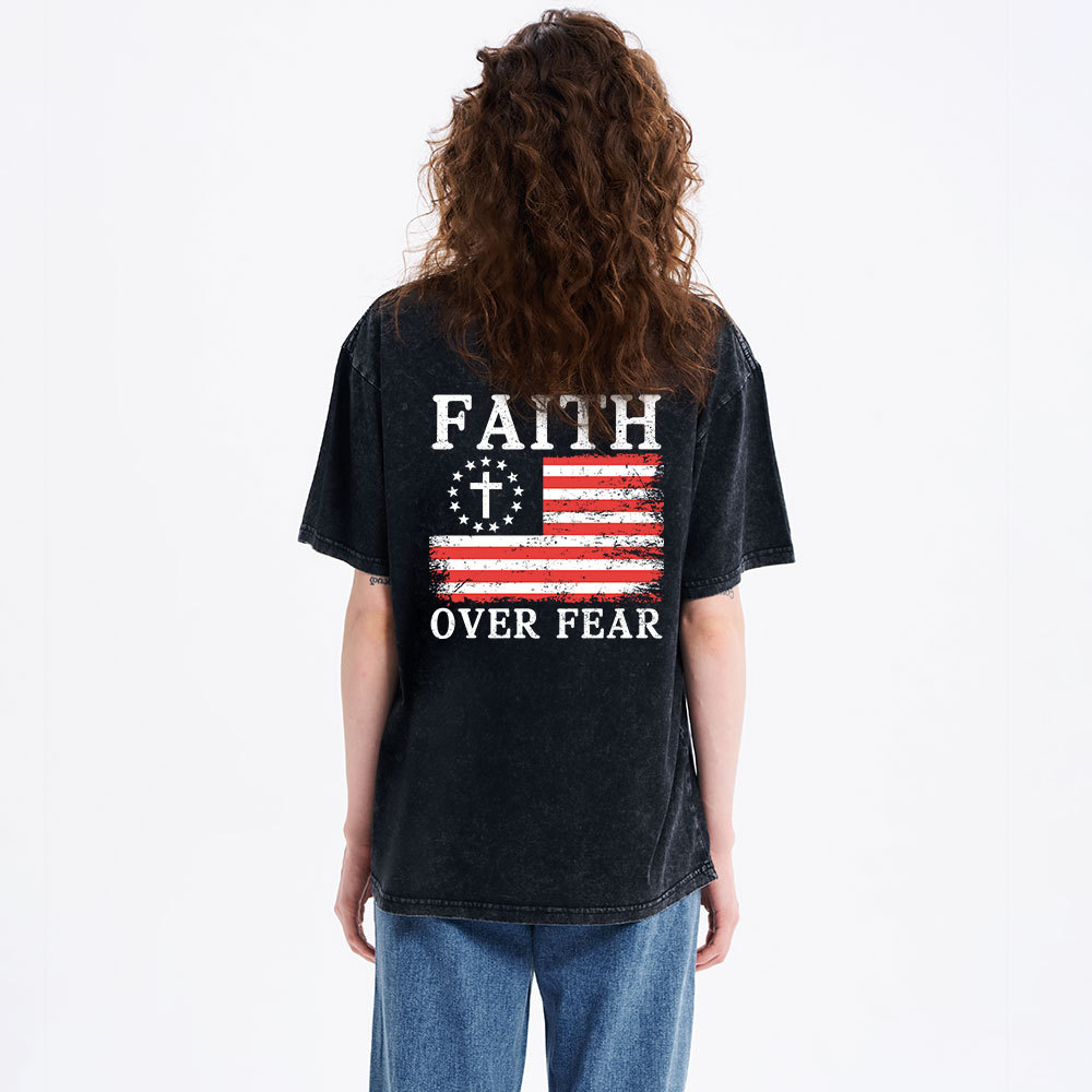 She Loves Jesus And American Too Christian Washed T-Shirt