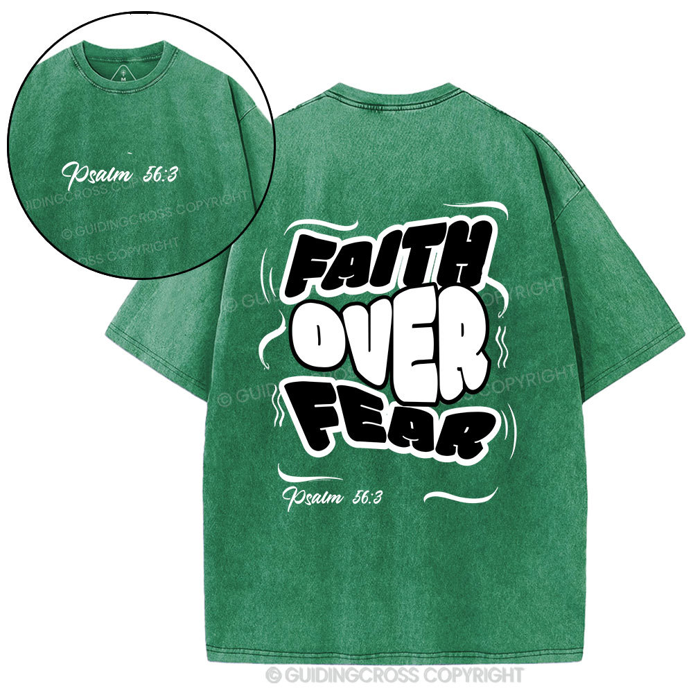 Faith Over Fear Christian Washed T-Shirt