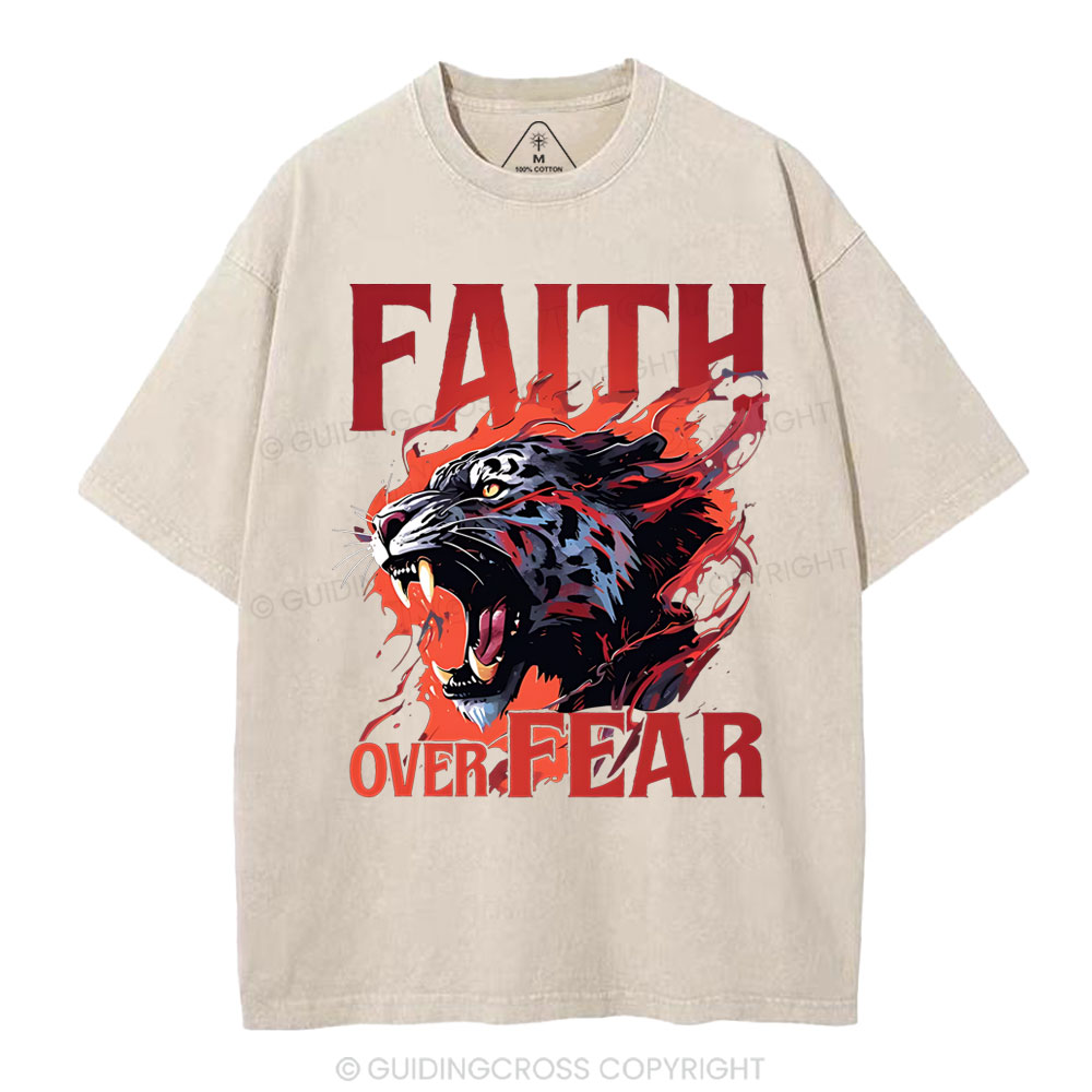 Faith Over Fear Christian Washed T-Shirt