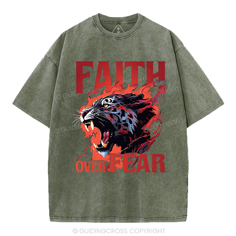 Faith Over Fear Christian Washed T-Shirt