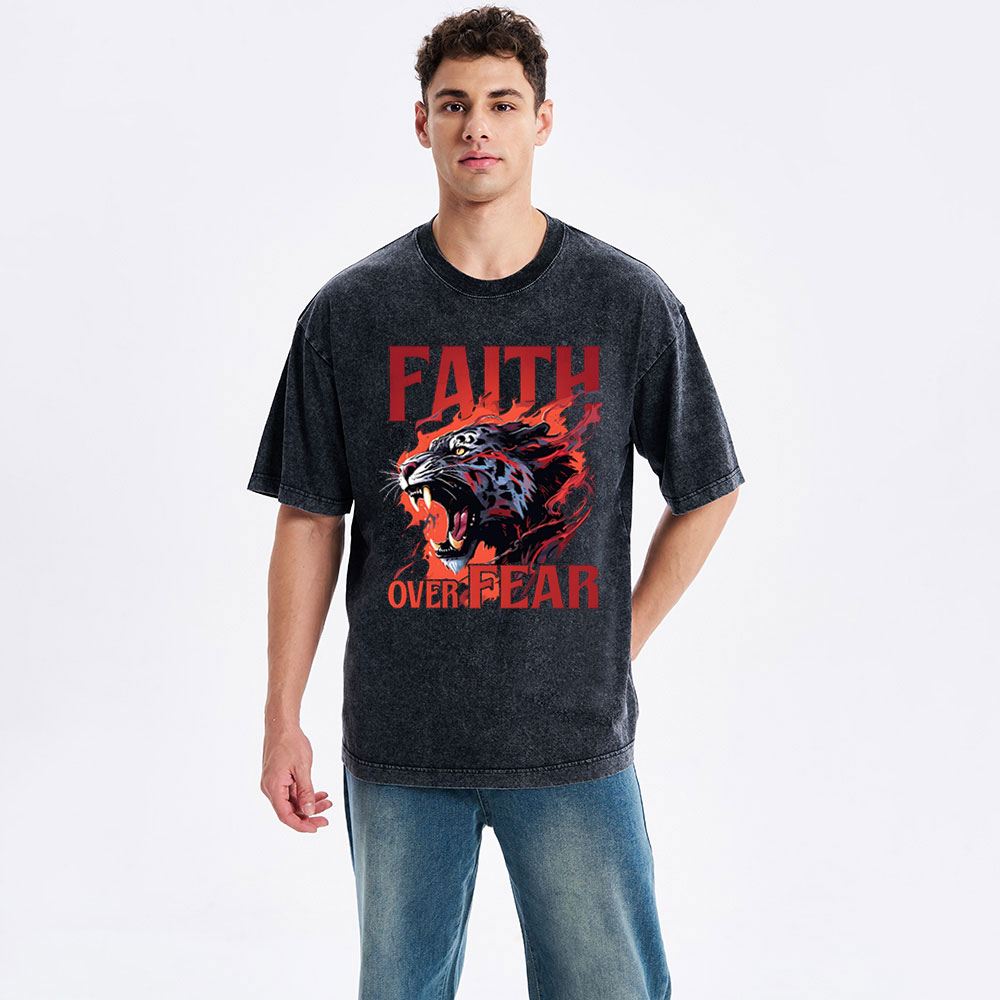 Faith Over Fear Christian Washed T-Shirt