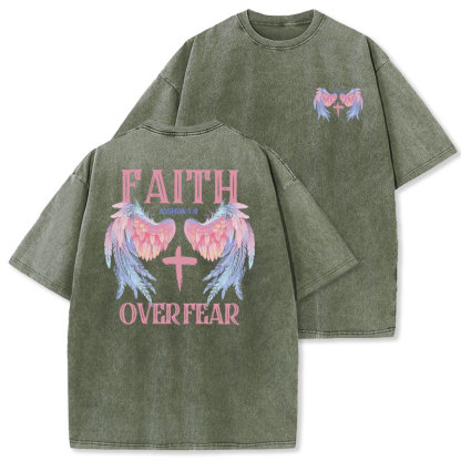 Faith Over Fear Christian Washed T-Shirt