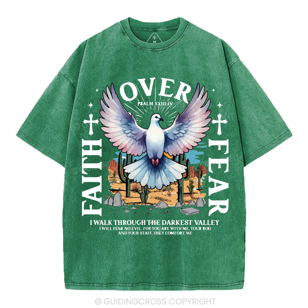 Faith Over Fear Christian Washed T-Shirt