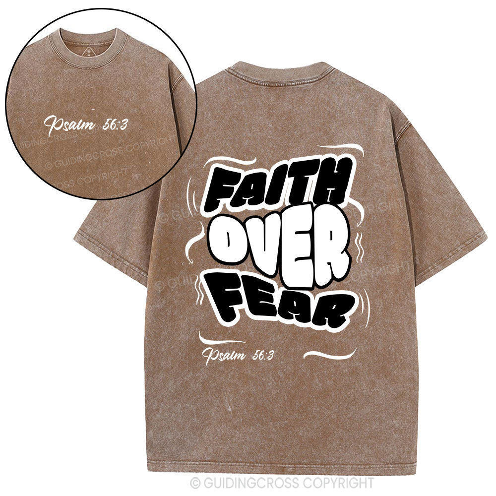 Faith Over Fear Christian Washed T-Shirt