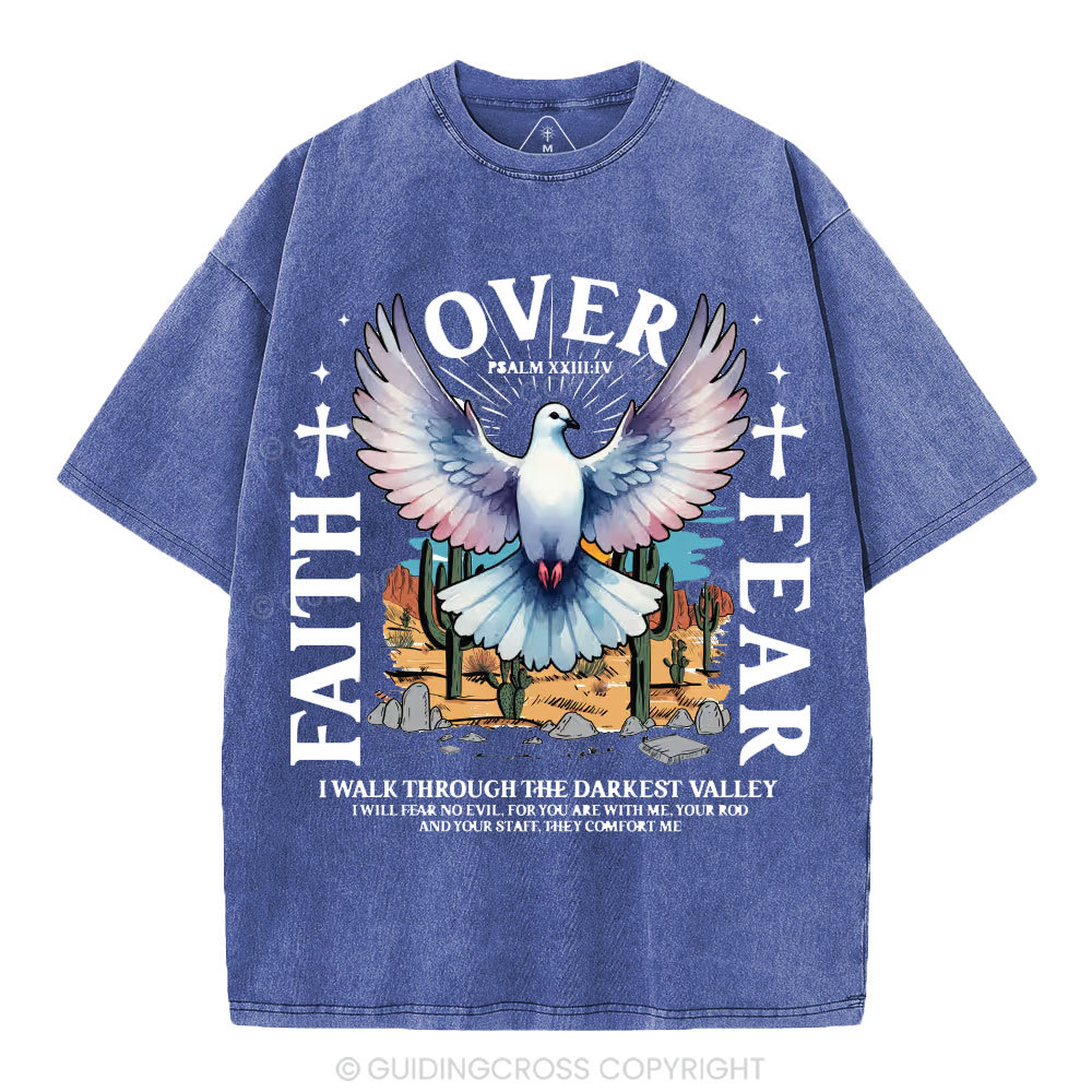 Faith Over Fear Christian Washed T-Shirt