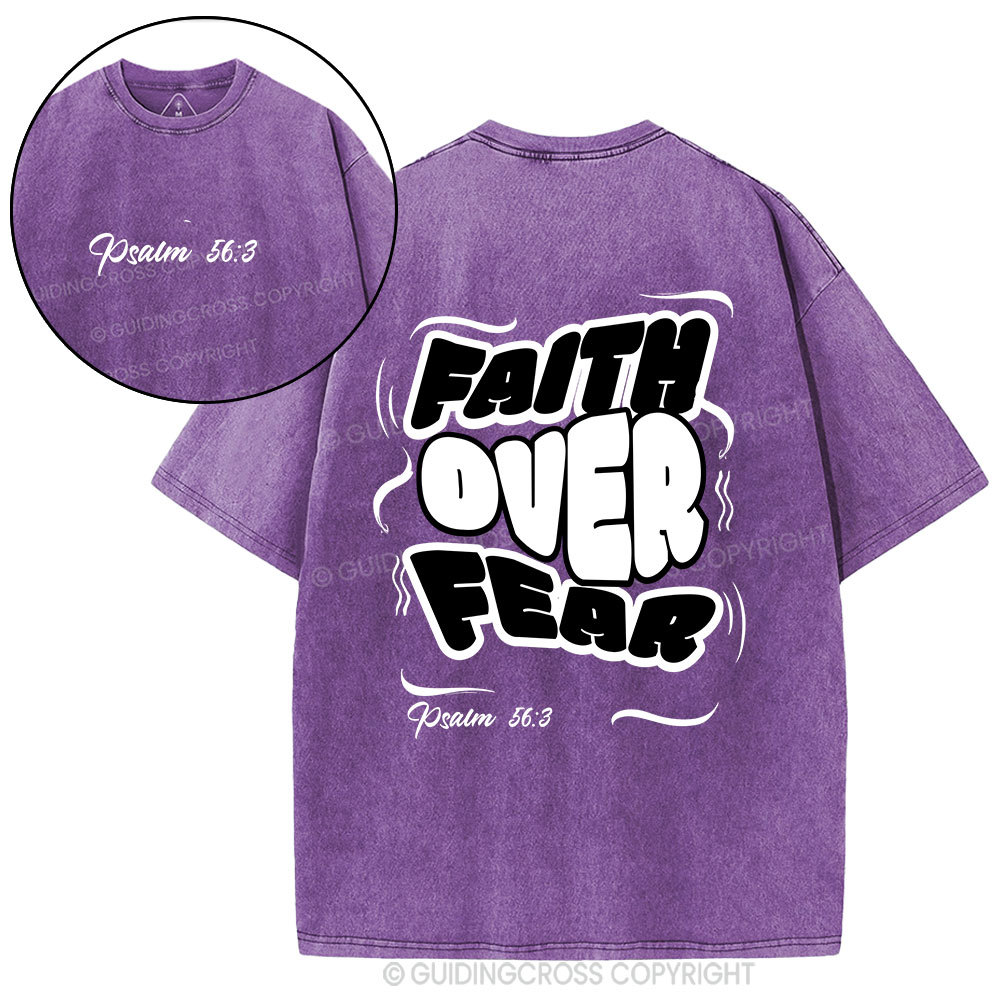 Faith Over Fear Christian Washed T-Shirt