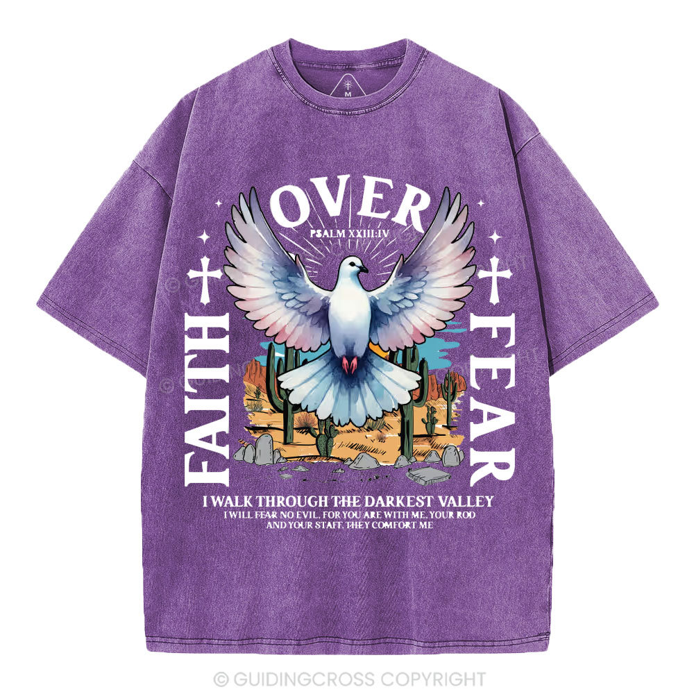 Faith Over Fear Christian Washed T-Shirt
