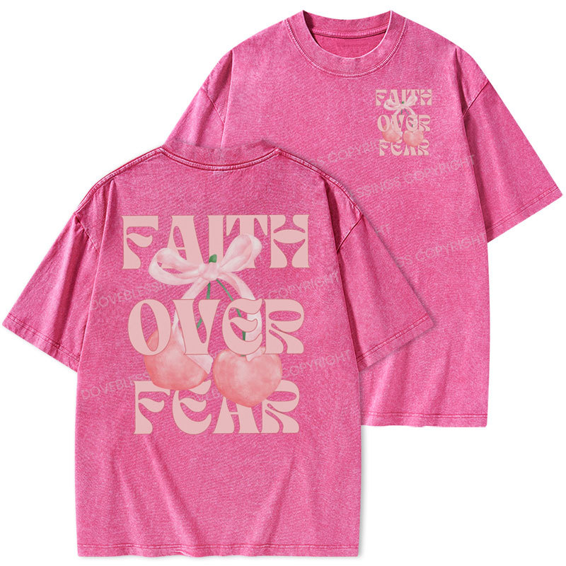 Faith Over Fear Christian Washed T-Shirt