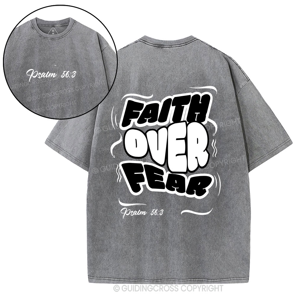Faith Over Fear Christian Washed T-Shirt