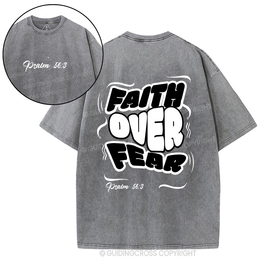 Faith Over Fear Christian Washed T-Shirt