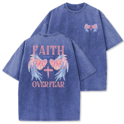 Faith Over Fear Christian Washed T-Shirt