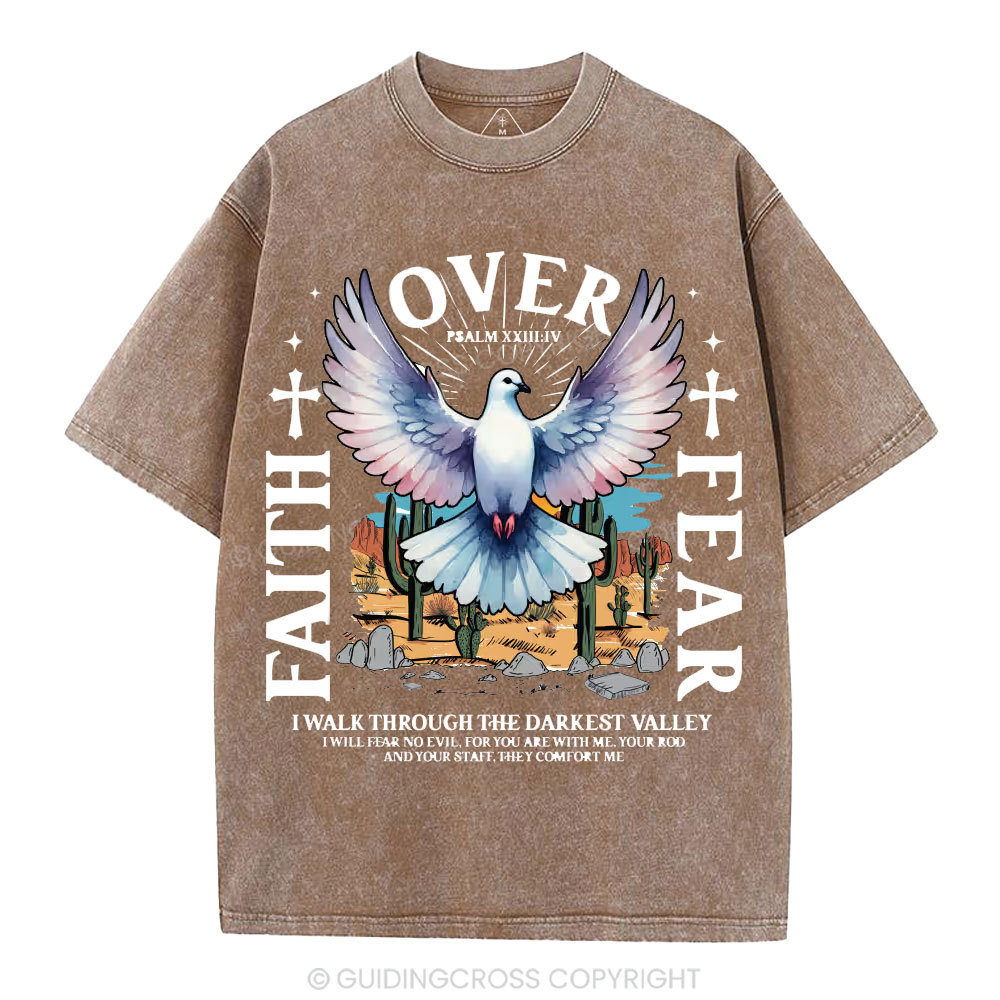 Faith Over Fear Christian Washed T-Shirt