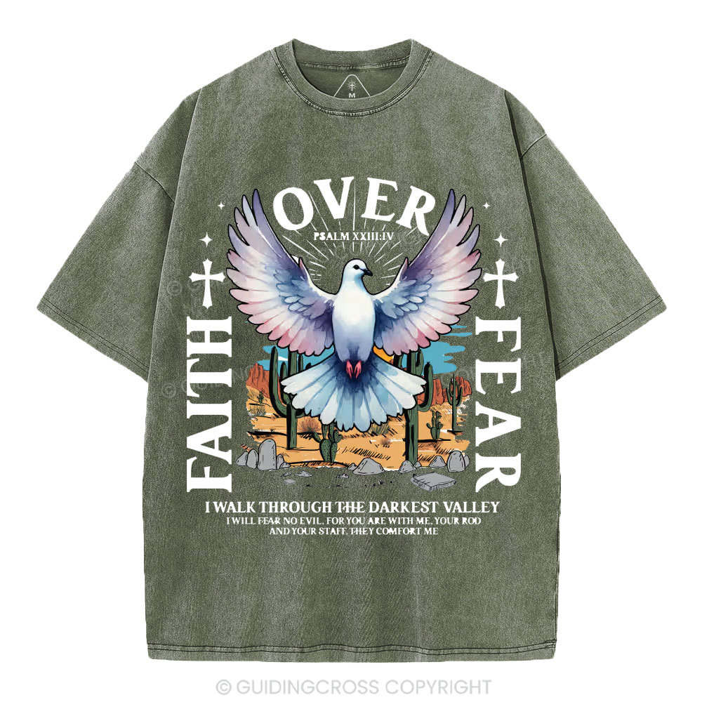 Faith Over Fear Christian Washed T-Shirt