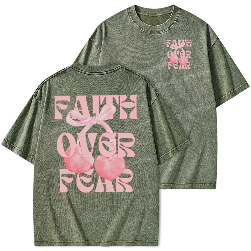 Faith Over Fear Christian Washed T-Shirt