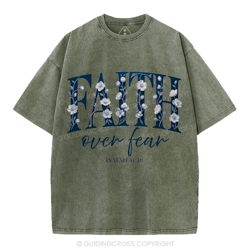 Faith Over Fear Christian Washed T-Shirt