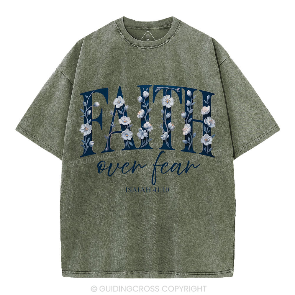 Faith Over Fear Christian Washed T-Shirt
