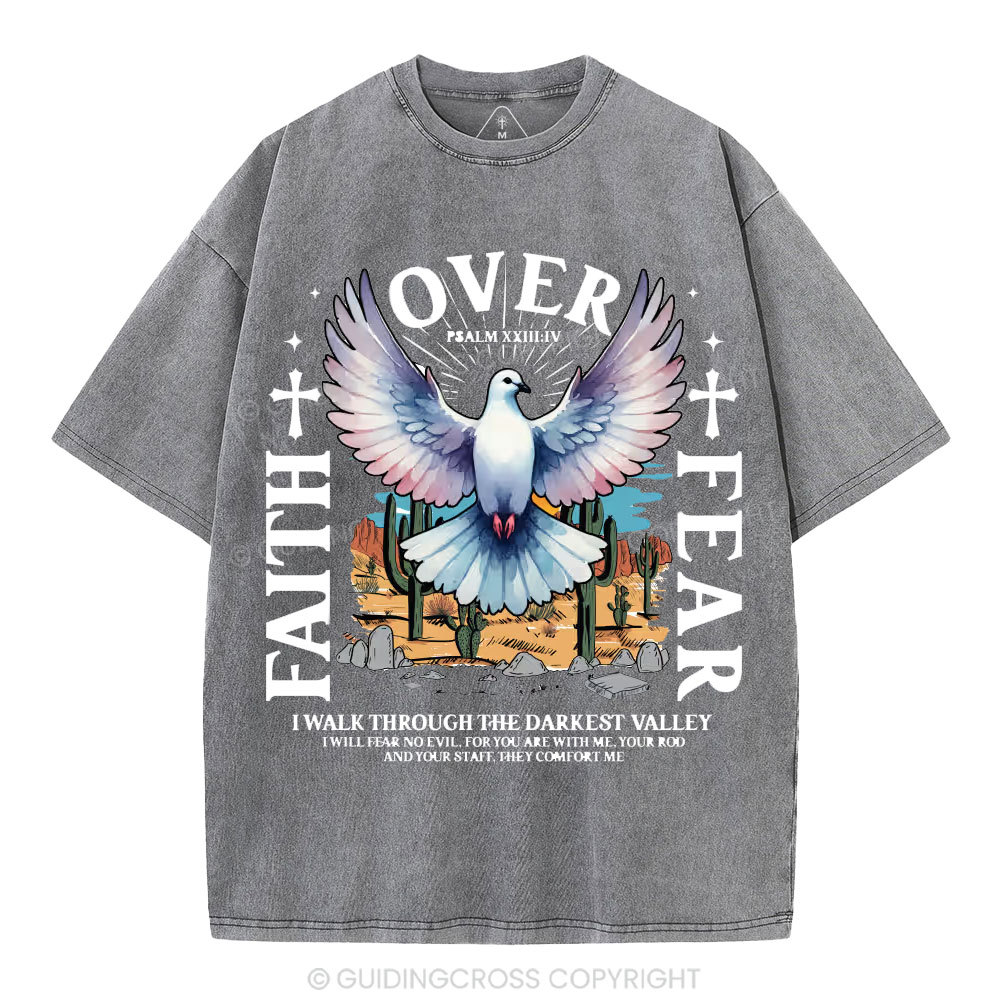 Faith Over Fear Christian Washed T-Shirt