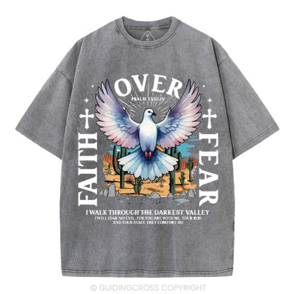 Faith Over Fear Christian Washed T-Shirt