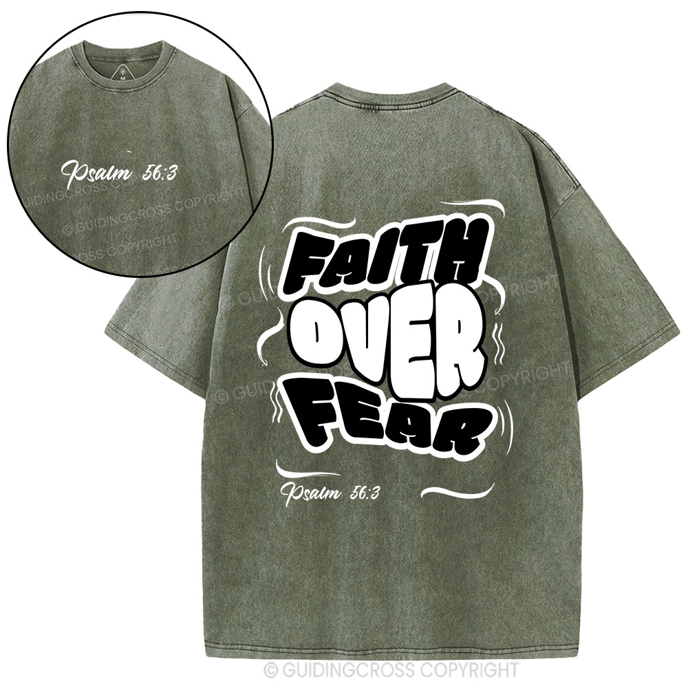 Faith Over Fear Christian Washed T-Shirt