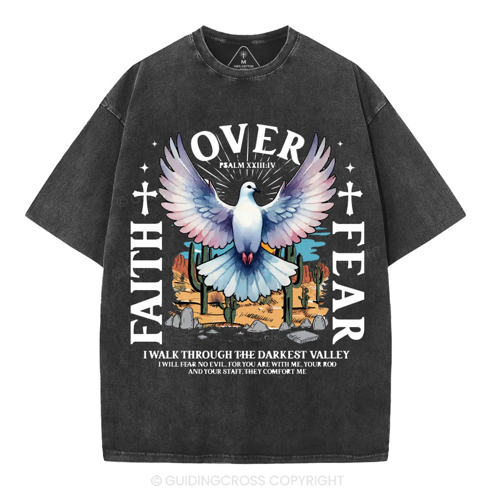 Faith Over Fear Christian Washed T-Shirt
