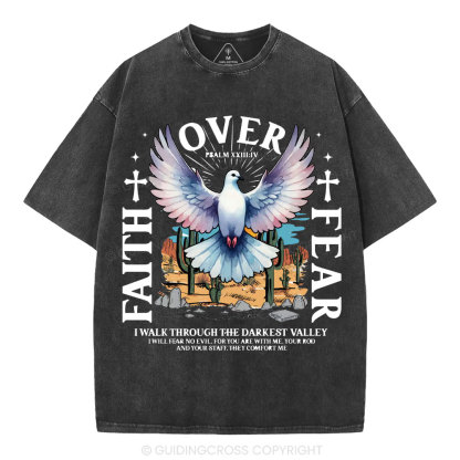 Faith Over Fear Christian Washed T-Shirt