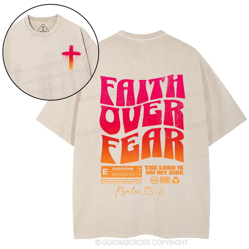 Faith Over Fear Christian Washed T-Shirt