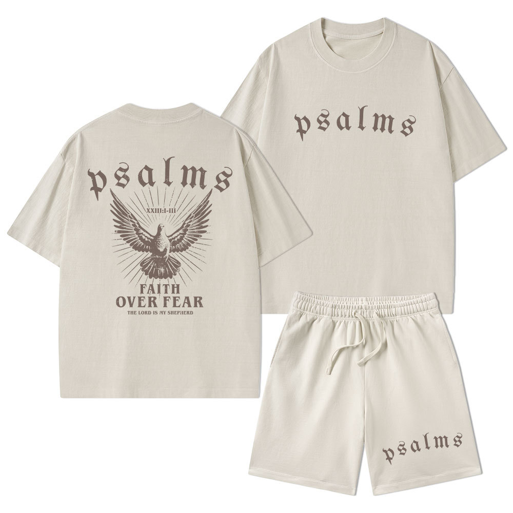 Faith Over Fear Christian Washed T-Shirt & Shorts