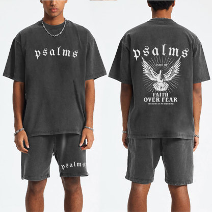 Faith Over Fear Christian Washed T-Shirt & Shorts