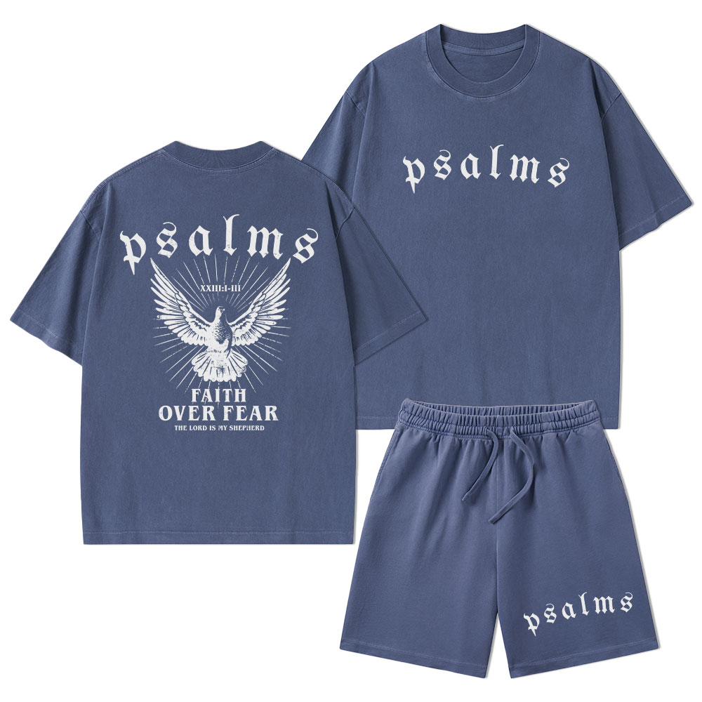 Faith Over Fear Christian Washed T-Shirt & Shorts