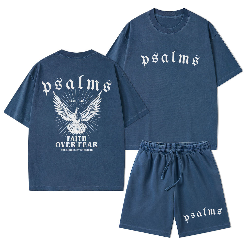 Faith Over Fear Christian Washed T-Shirt & Shorts