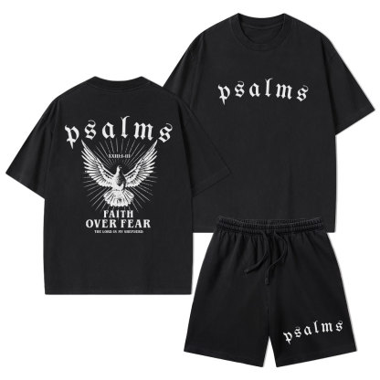 Faith Over Fear Christian Washed T-Shirt & Shorts