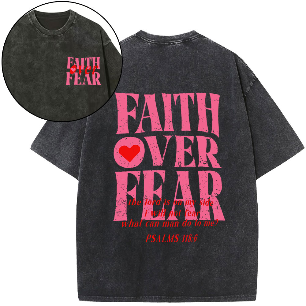 Faith Over Fear Christian Washed T-Shirt Sale-GuidingCross