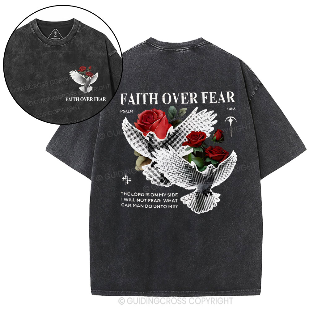 Faith Over Fear Christian Washed T-Shirt