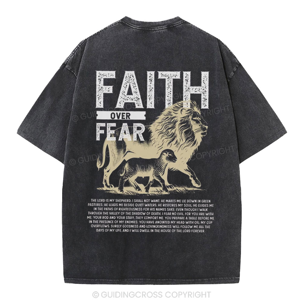 Faith Over Fear Christian Washed T-Shirt