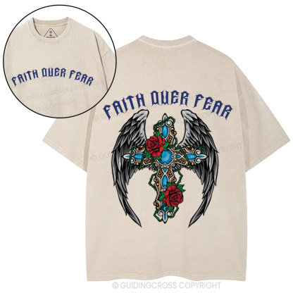 Faith Over Fear Christian Washed T-Shirt