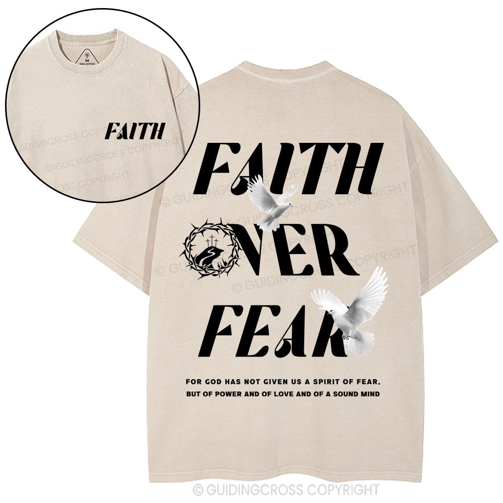 Faith Over Fear Christian Washed T-Shirt