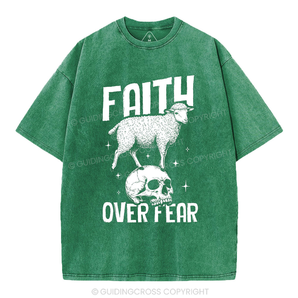 Faith Over Fear Christian Washed T-Shirt