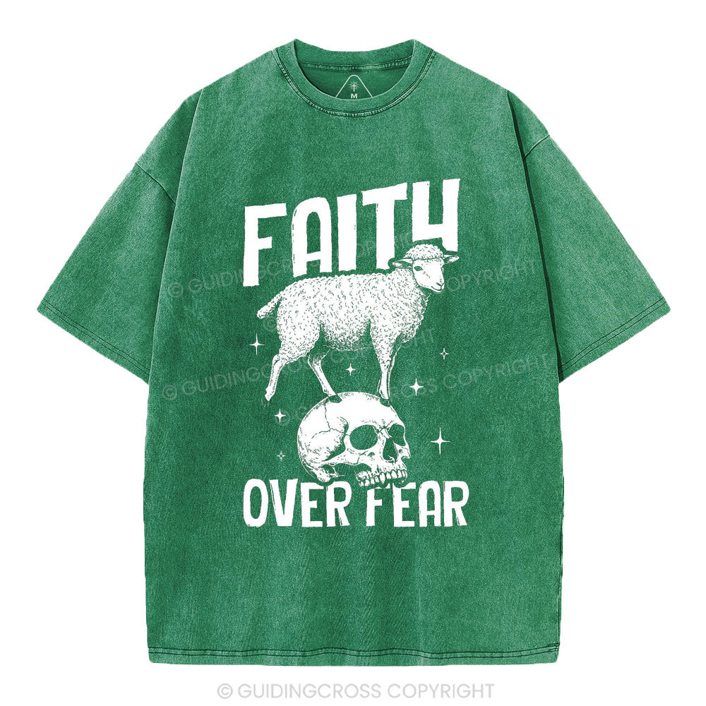 Faith Over Fear Christian Washed T-Shirt