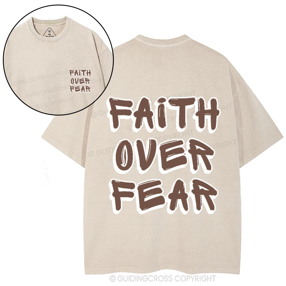 Faith Over Fear Christian Washed T-Shirt