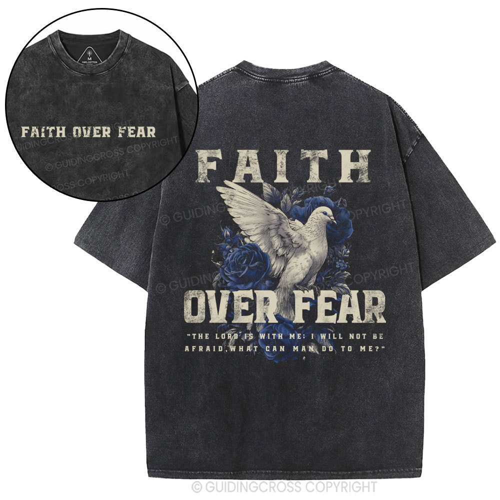 Faith Over Fear Christian Washed T-Shirt