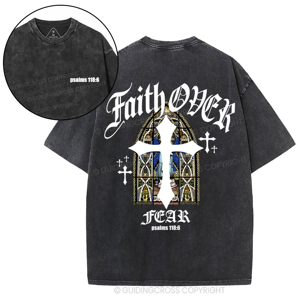 Faith Over Fear Christian Washed T-Shirt