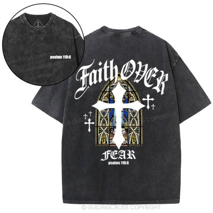 Faith Over Fear Christian Washed T-Shirt