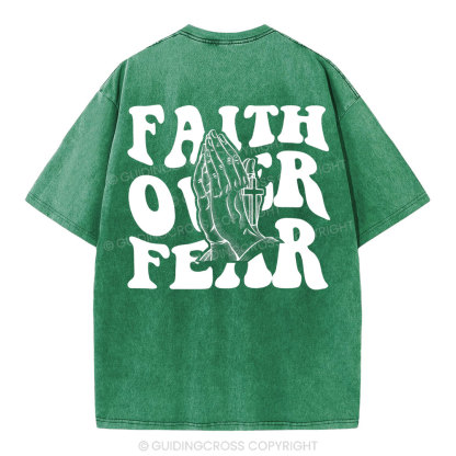 Faith Over Fear Christian Washed T-Shirt
