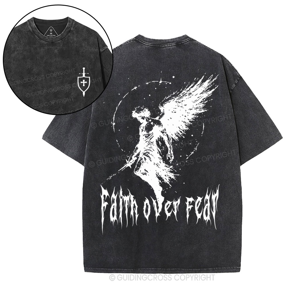 Faith Over Fear Christian Washed T-Shirt