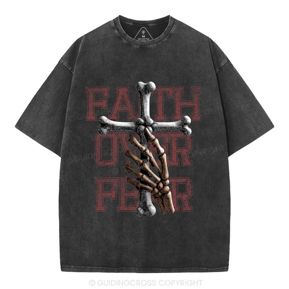 Faith Over Fear Christian Washed T-Shirt